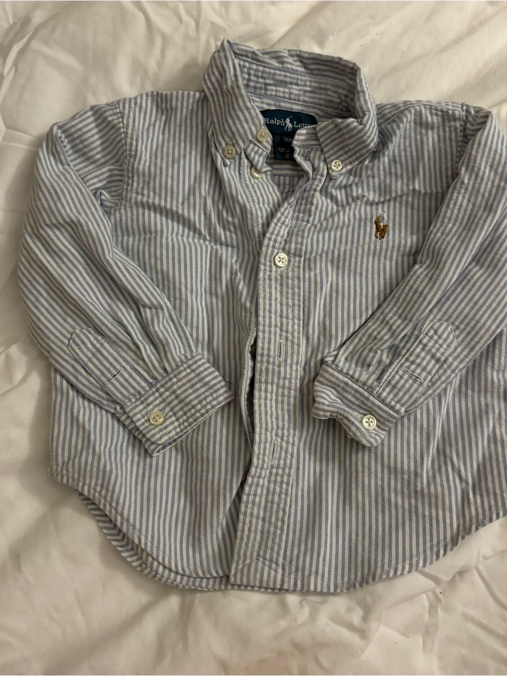 Ralph Lauren Toddler Button-Down Shirt - Light Blue Stripe 24m